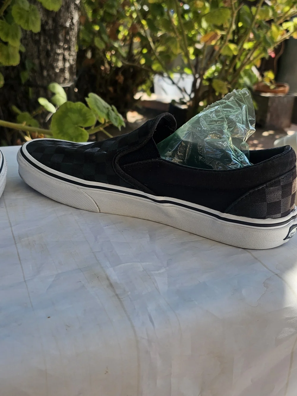 Vans Men’s Classic Slip-On Checkerboard Sneakers in Black